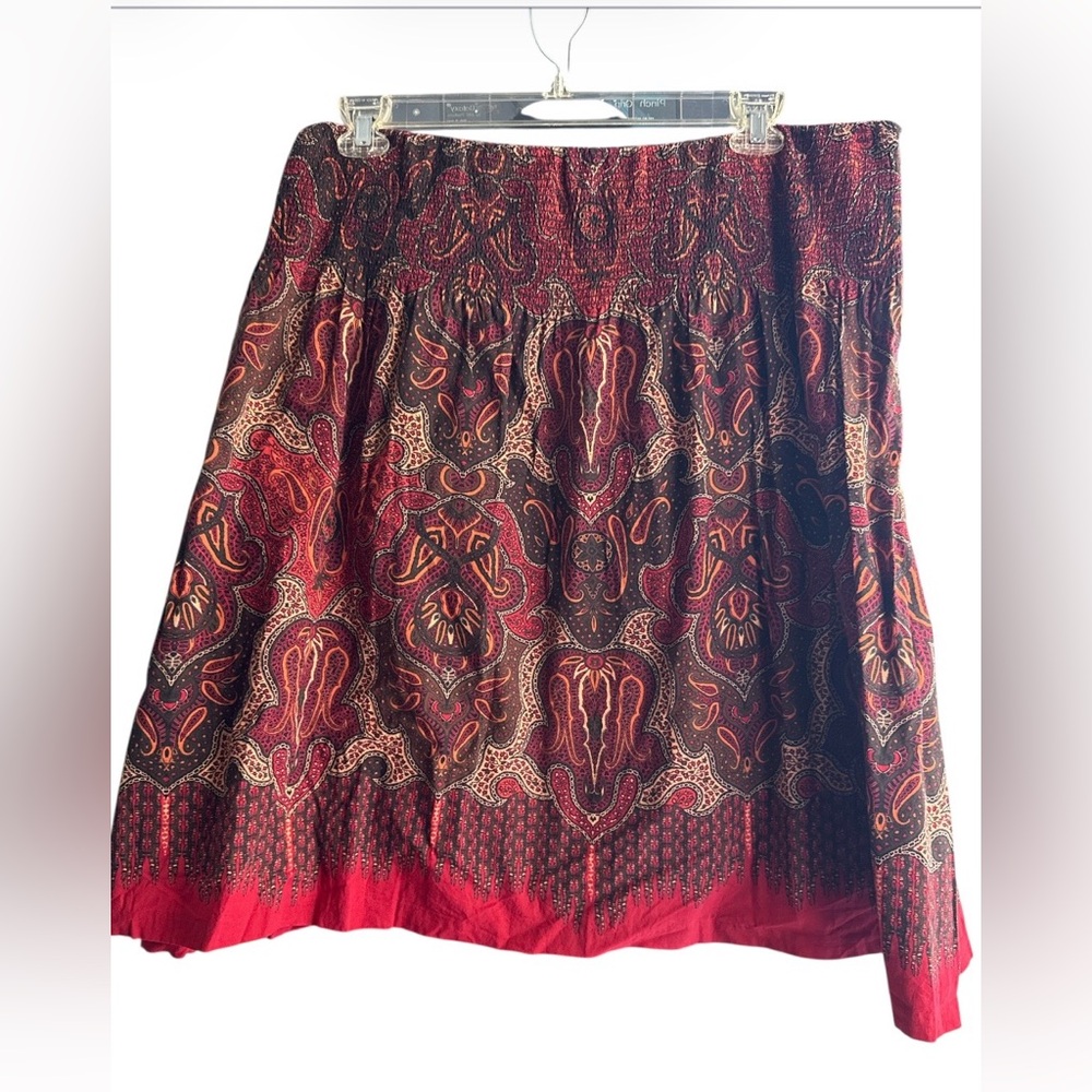 orange paisley boho hippie skirt with a smocked waistband by Charter Club